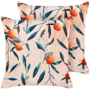 Set 2 Outdoor Cushions Leaf Motif 45 x 45 cm Multicolour PIALPETTA