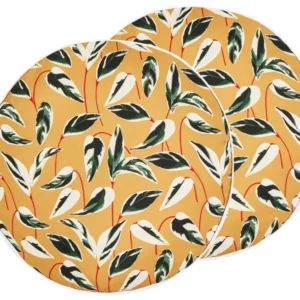 Set 2 Outdoor Cushions Leaf Motif ⌀ 40 cm Multicolour TAGGIA