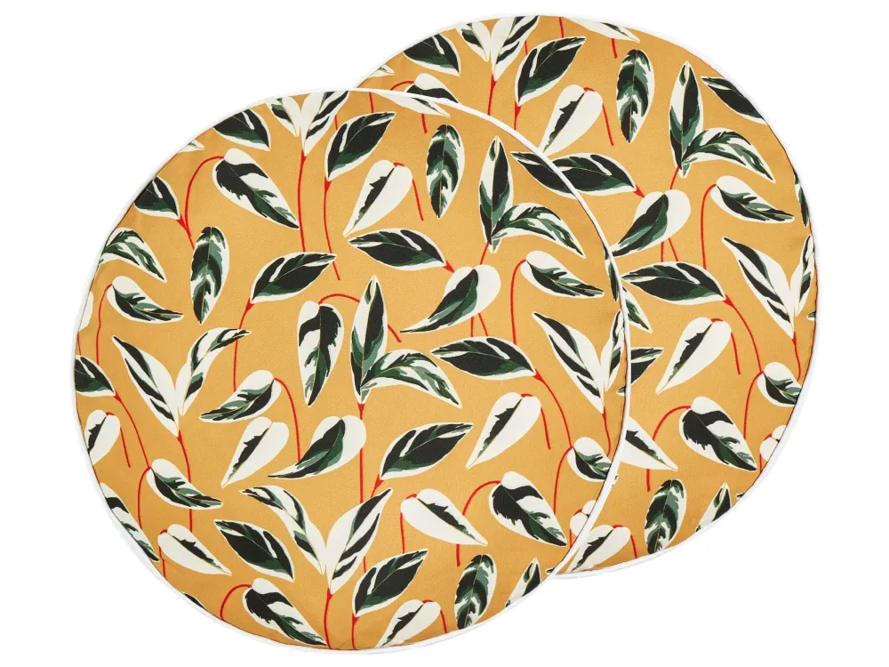 Set 2 Outdoor Cushions Leaf Motif ⌀ 40 cm Multicolour TAGGIA