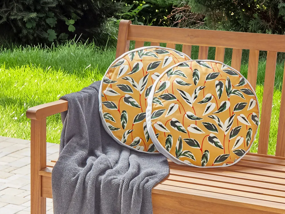 Set 2 Outdoor Cushions Leaf Motif ⌀ 40 cm Multicolour TAGGIA