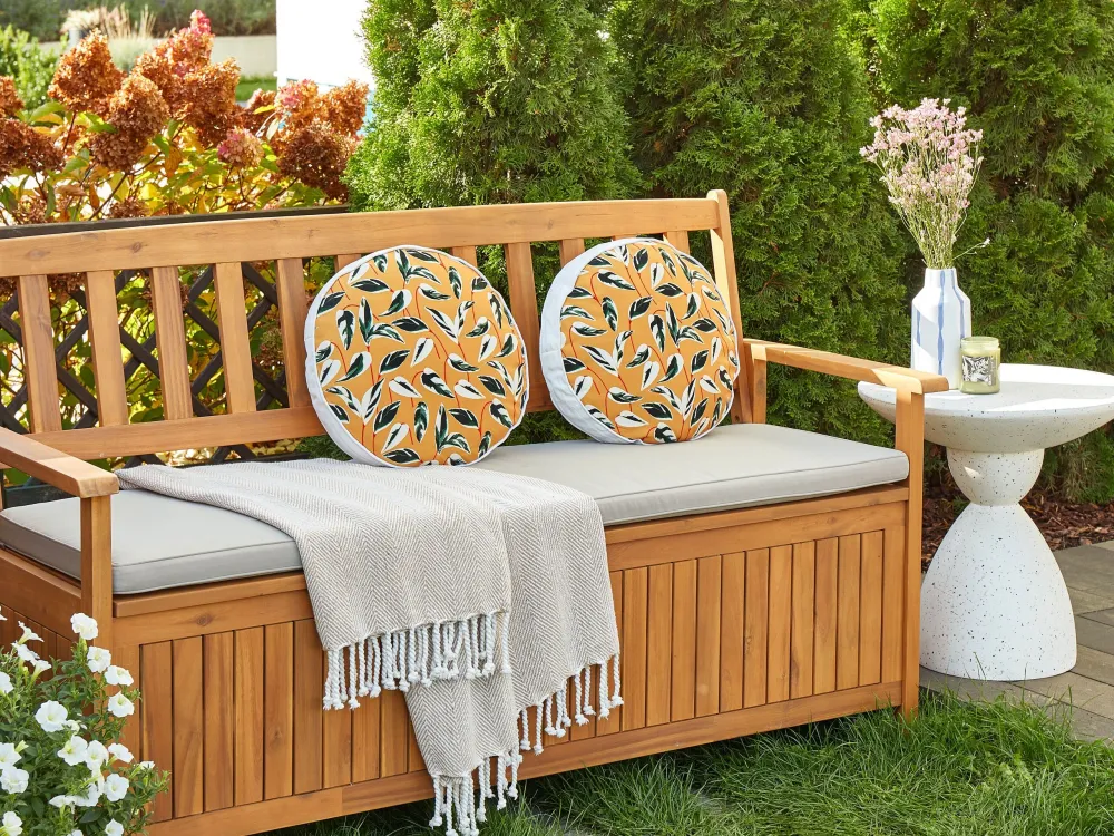 Set 2 Outdoor Cushions Leaf Motif ⌀ 40 cm Multicolour TAGGIA
