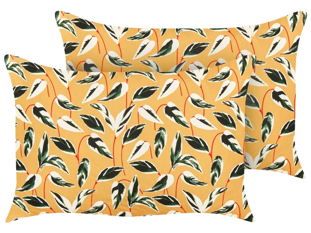 Set 2 Outdoor Cushions Leaf Motif 40 x 60 cm Multicolour TAGGIA