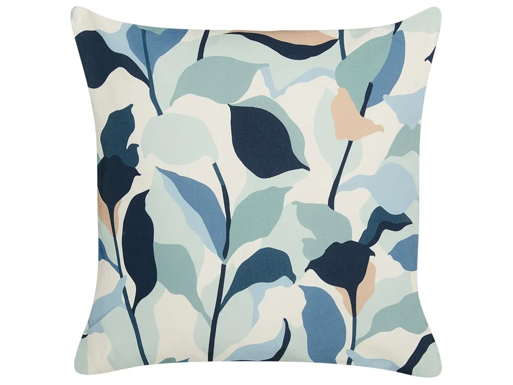 Set 2 Outdoor Cushions Leaf Pattern 45 x 45 cm Blue VEGLINO