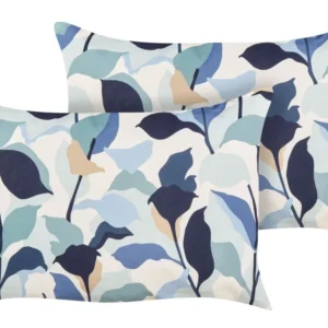 Set 2 Outdoor Cushions Leaf Pattern 40 x 60 cm Blue VEGLINO