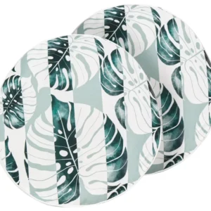 Set 2 Outdoor Cushions Leaf Pattern ⌀ 40 cm Green TERMINI