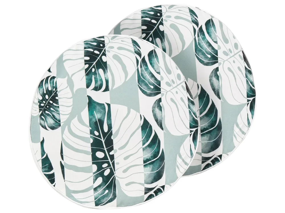 Set 2 Outdoor Cushions Leaf Pattern ⌀ 40 cm Green TERMINI