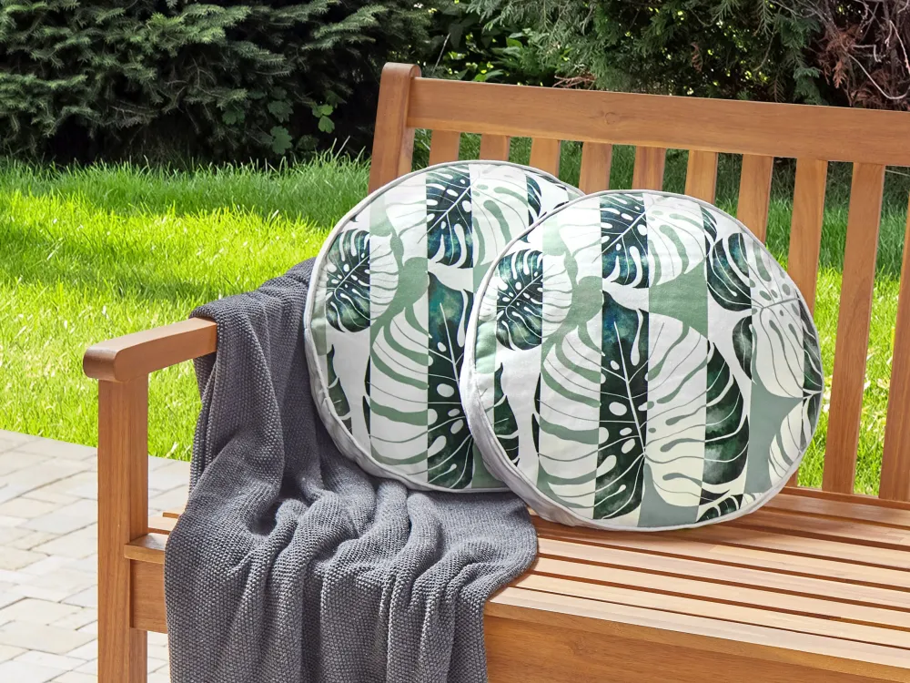 Set 2 Outdoor Cushions Leaf Pattern ⌀ 40 cm Green TERMINI