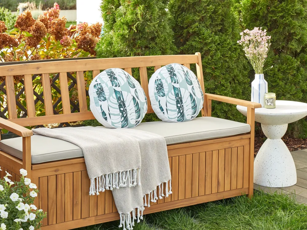 Set 2 Outdoor Cushions Leaf Pattern ⌀ 40 cm Green TERMINI