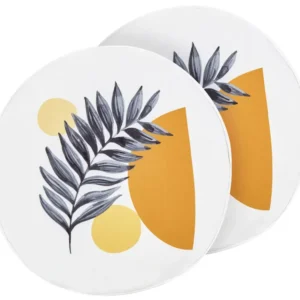 Set 2 Outdoor Cushions Leaf Pattern ⌀ 40 cm White VIOZENE