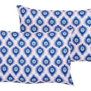 Set 2 Outdoor Cushions Peacock Pattern 40 x 60 cm Blue and Pink CERIANA