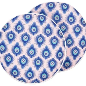 Set 2 Outdoor Cushions Peacock Pattern ⌀ 40 cm Blue and Pink CERIANA