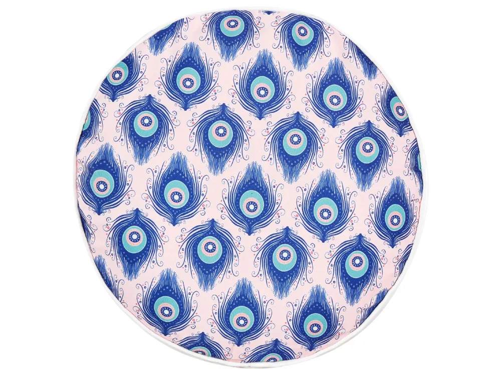 Set 2 Outdoor Cushions Peacock Pattern ⌀ 40 cm Blue and Pink CERIANA