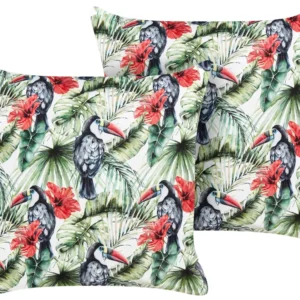 Set 2 Outdoor Cushions Toucan Pattern 45 x 45 cm Multicolour MALLARE