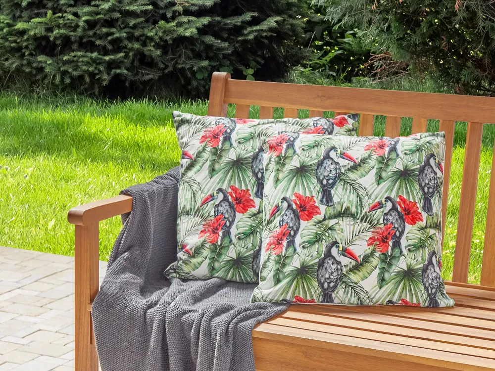 Set 2 Outdoor Cushions Toucan Pattern 45 x 45 cm Multicolour MALLARE