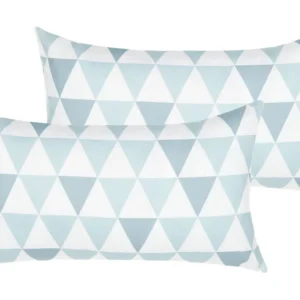 Set 2 Outdoor Cushions Triangle Pattern 40 x 70 cm Blue and White TRIFOS
