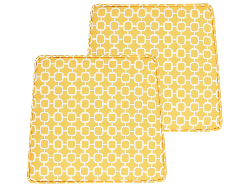 Set 2 Outdoor Seat Pad Cushions Geometric Pattern Giallo sole TERNI