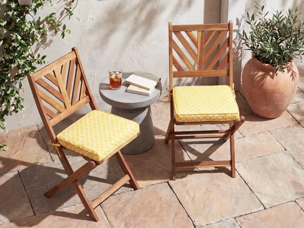 Set 2 Outdoor Seat Pad Cushions Geometric Pattern Giallo sole TERNI