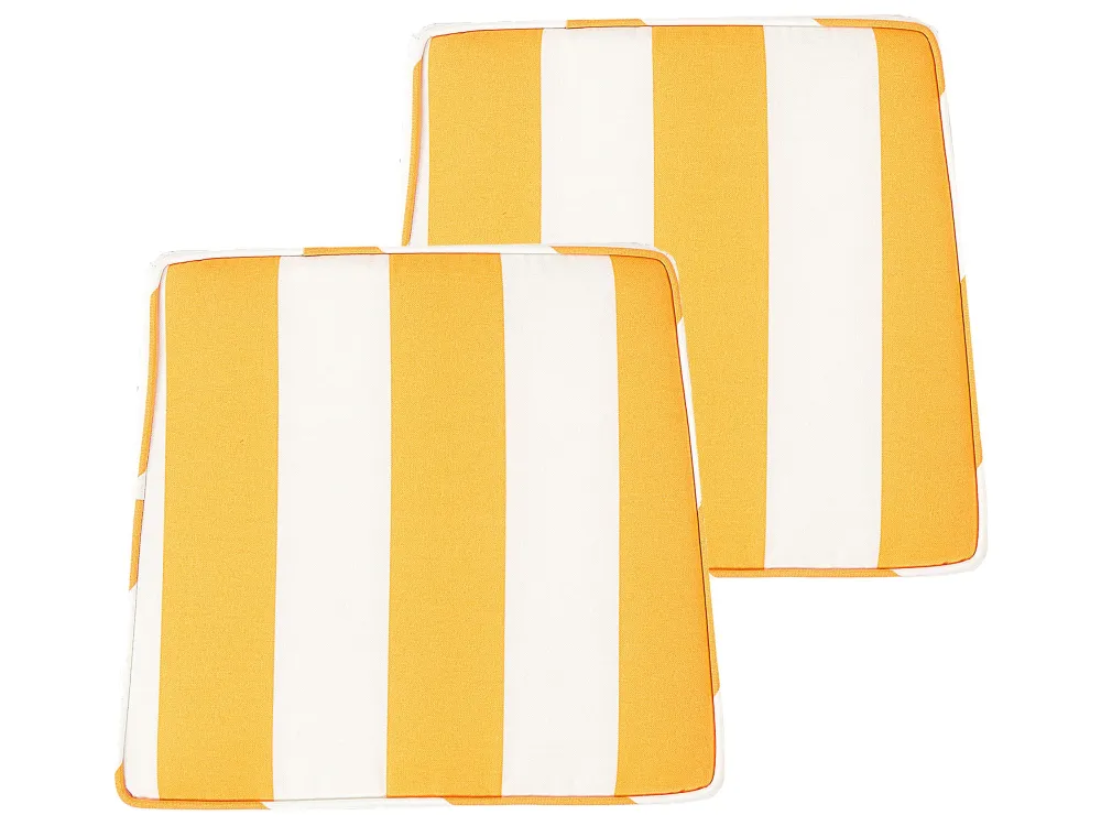 Set 2 Outdoor Seat Pad Cushions Giallo sole and White TERNI con Rivestimento Tessuto