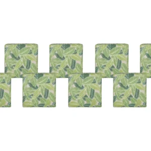 Set 8 Outdoor Seat Pad Cushions Leaf Pattern Green SASSARI con Schienale Regolabile