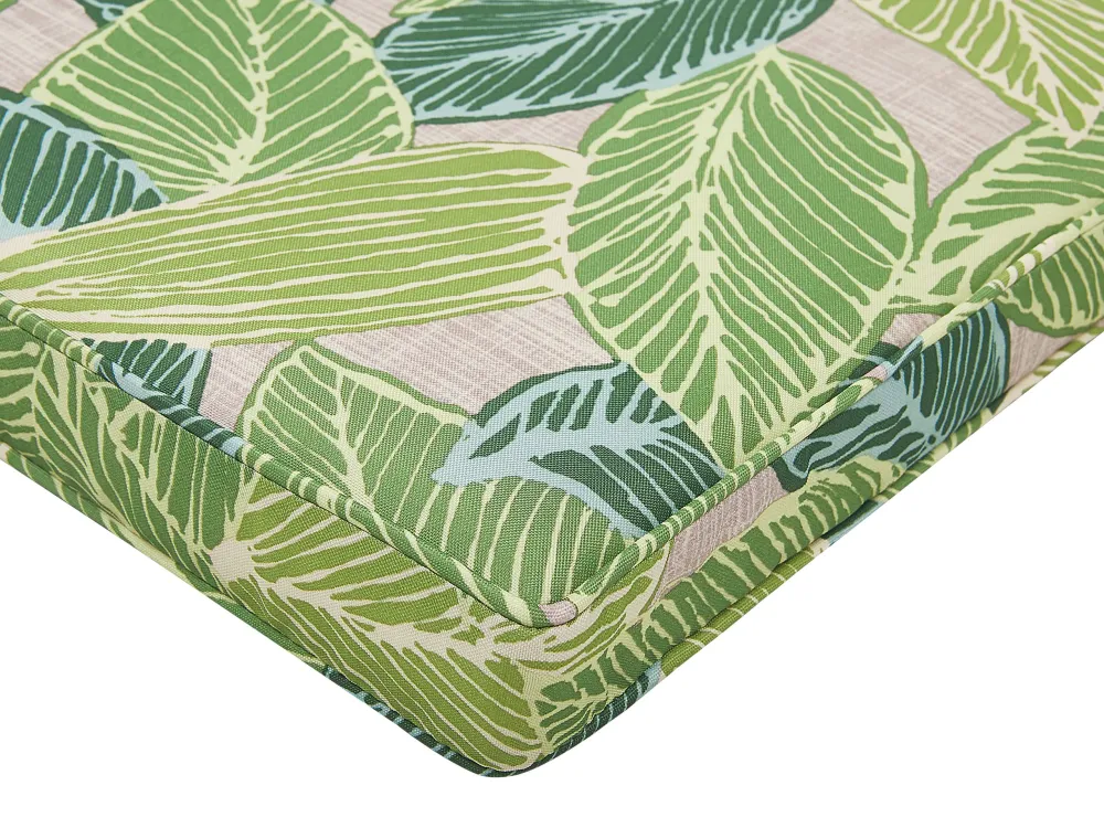 Set 8 Outdoor Seat Pad Cushions Leaf Pattern Green SASSARI con Schienale Regolabile