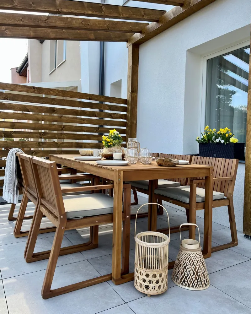 Set 8 Outdoor Seat Pad Cushions Taupe SASSARI con Rivestimento Tessuto