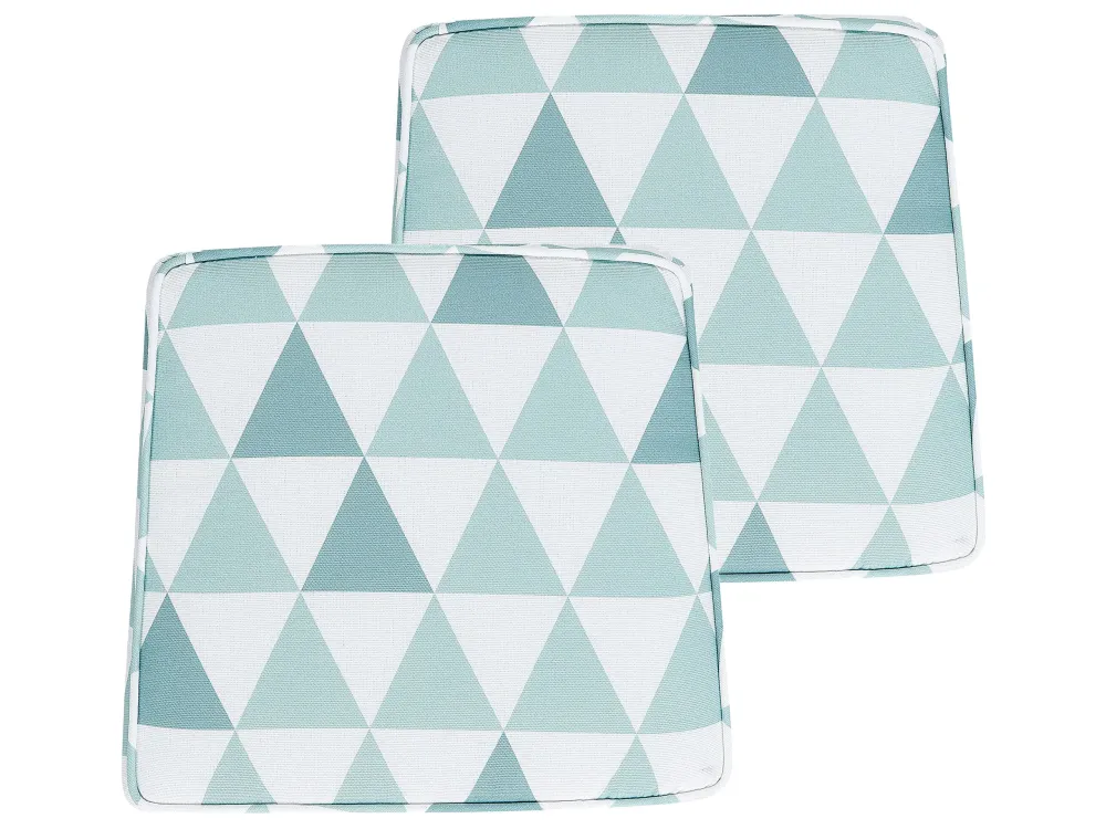 Set 2 Outdoor Seat Pad Cushions Triangle Pattern Blue and White TERNI per Relax all'Aperto