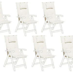Set 6 Outdoor Seat/Back Cushions Cream TOSCANA/JAVA con Portabicchiere Integrato