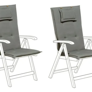 Set 2 Outdoor Seat/Back Cushions Grey TOSCANA/JAVA con Sistema di Montaggio Rapido