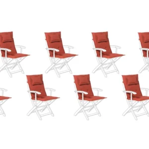 Set 8 Outdoor Seat/Back Cushions Red MAUI per Relax all'Aperto