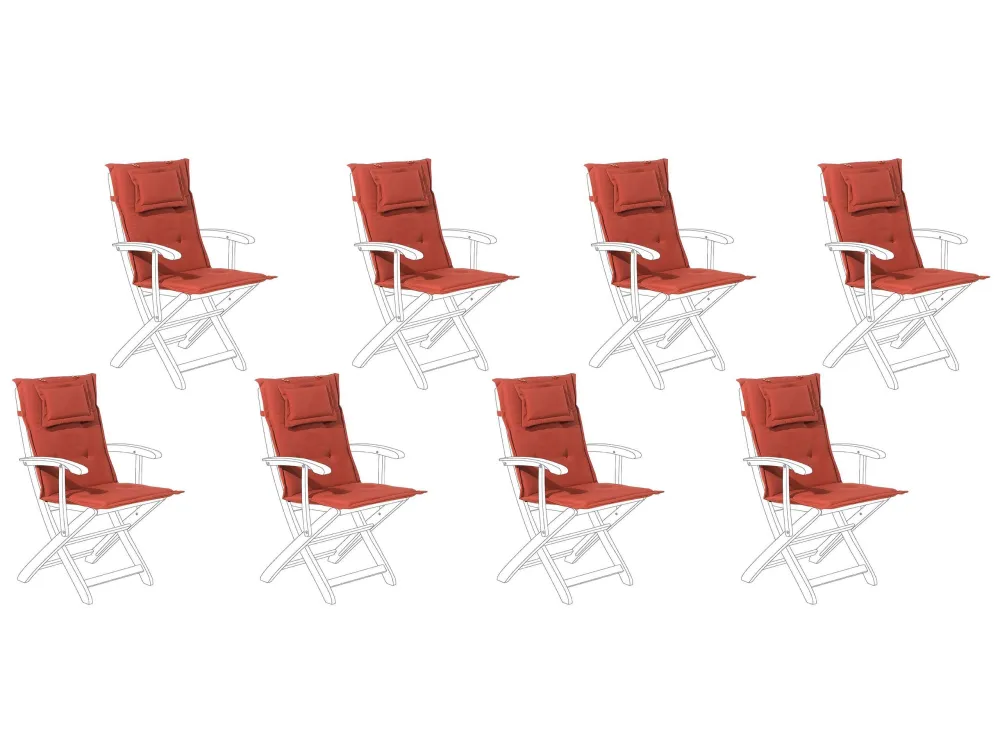 Set 8 Outdoor Seat/Back Cushions Red MAUI per Relax all'Aperto