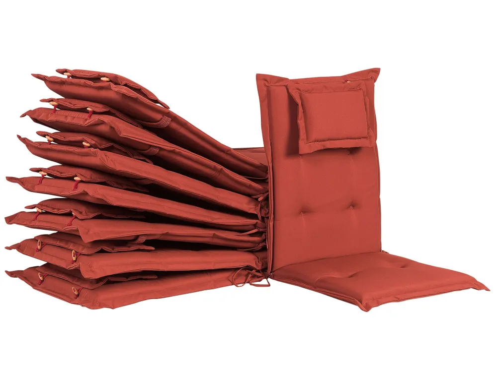 Set 8 Outdoor Seat/Back Cushions Red MAUI per Relax all'Aperto