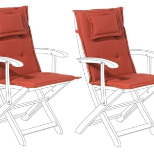 Set 2 Outdoor Seat/Back Cushions Red MAUI con Portabicchiere Integrato