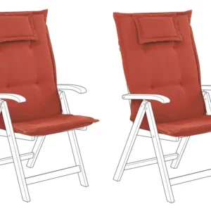 Set 2 Outdoor Seat/Back Cushions Red TOSCANA/JAVA con Portabicchiere Integrato