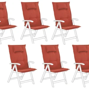 Set 6 Outdoor Seat/Back Cushions Red TOSCANA/JAVA con Schienale Regolabile