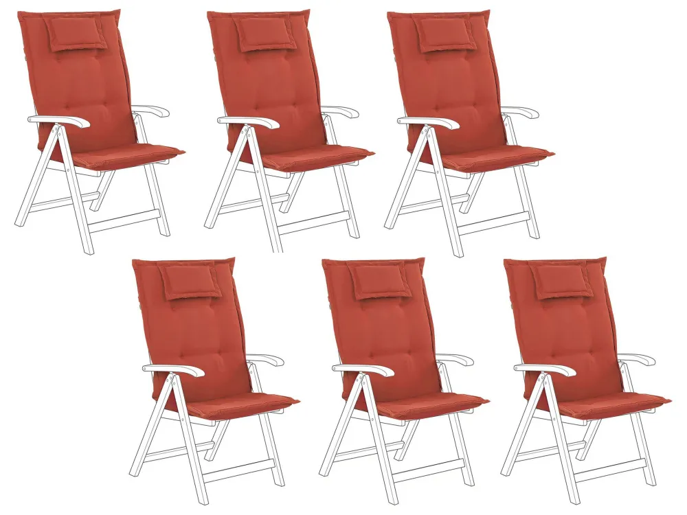 Set 6 Outdoor Seat/Back Cushions Red TOSCANA/JAVA con Schienale Regolabile