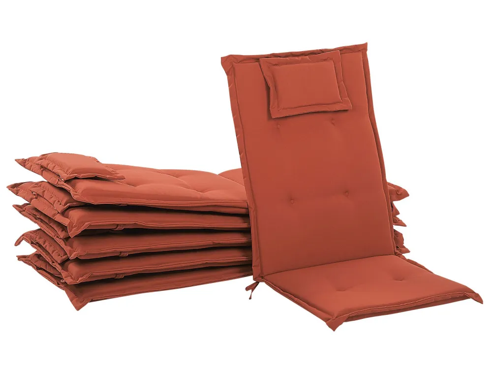 Set 6 Outdoor Seat/Back Cushions Red TOSCANA/JAVA con Schienale Regolabile