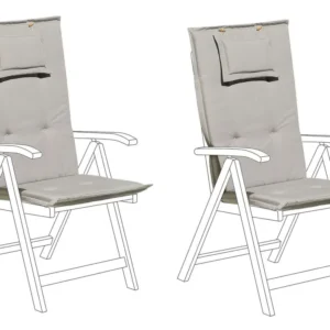Set 2 Outdoor Seat/Back Cushions Taupe TOSCANA/JAVA con Rivestimento Tessuto