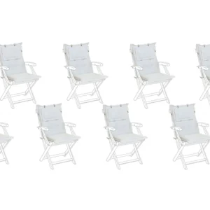Set 8 Outdoor Seat/Back Cushions White MAUI per Relax all'Aperto