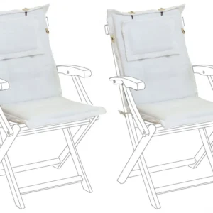 Set 2 Outdoor Seat/Back Cushions White MAUI per Relax all'Aperto