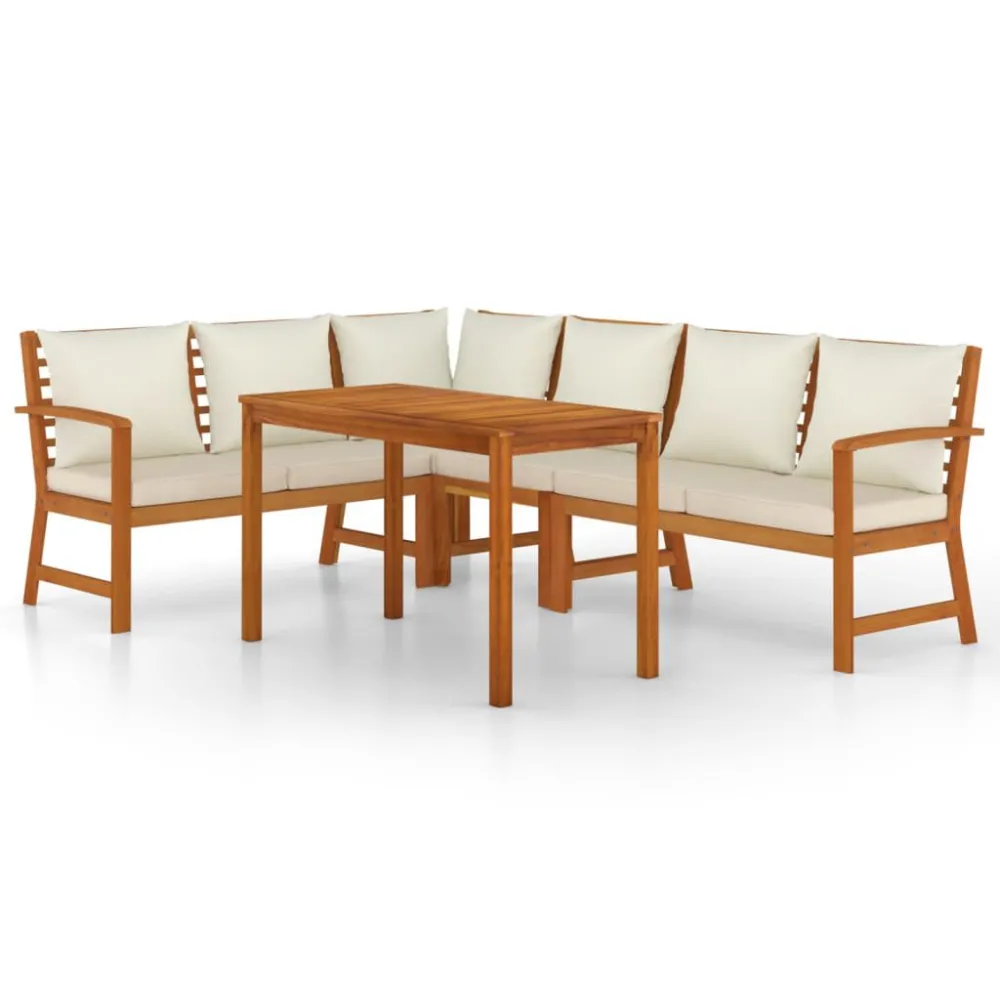 Set da Pranzo Giardino 5pz con Cuscini Legno Massello di Acacia Easy Storage