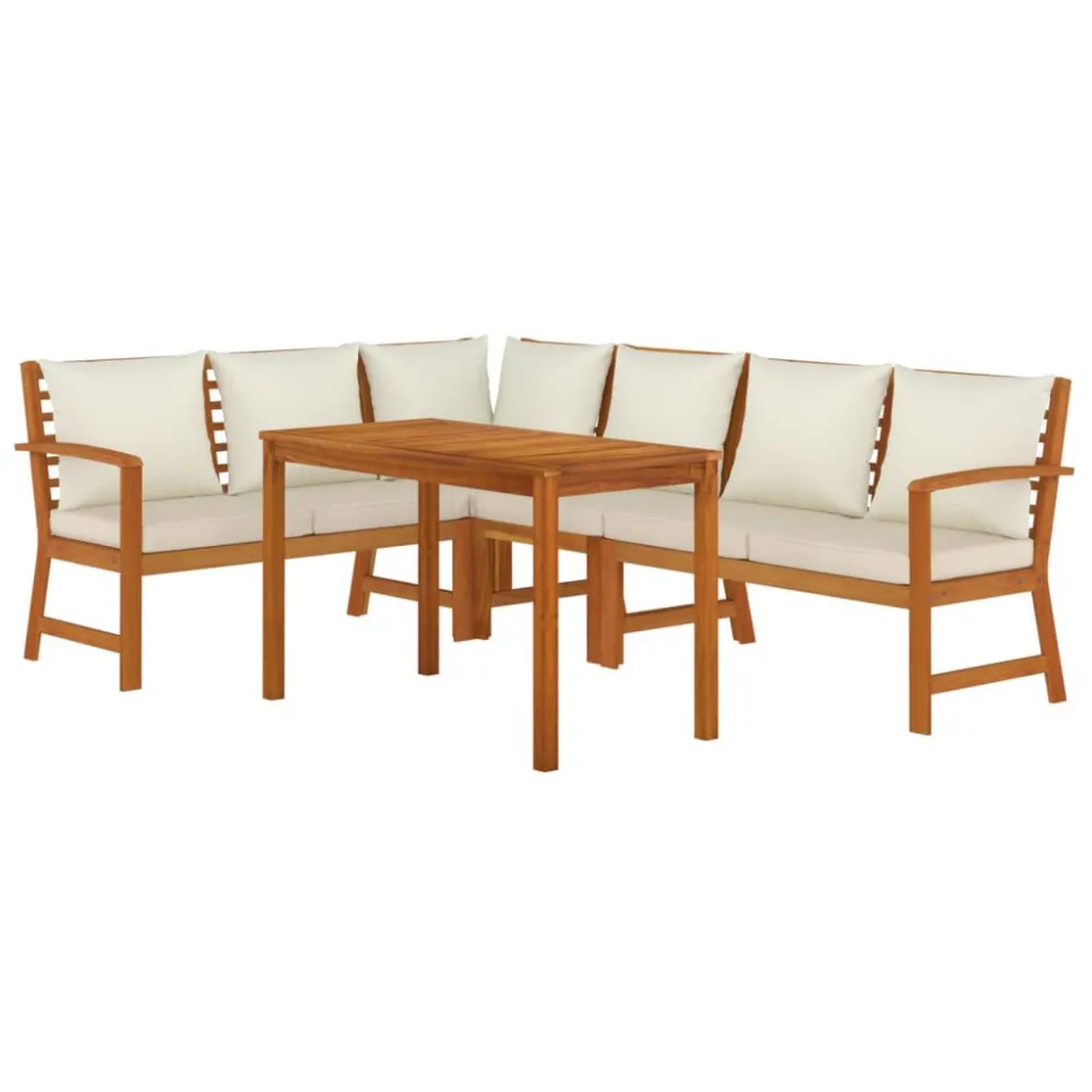 Set da Pranzo Giardino 5pz con Cuscini Legno Massello di Acacia Easy Storage