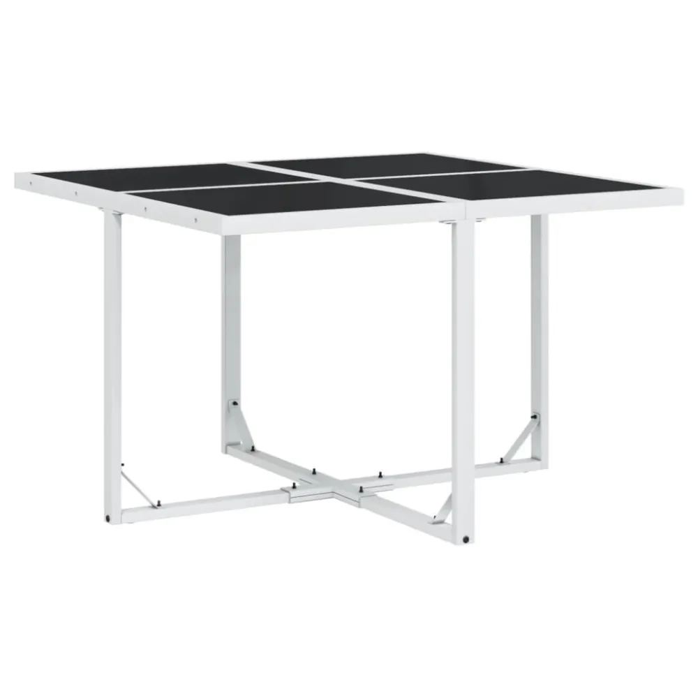 Set da Pranzo da Giardino 5 pz con Cuscini Bianco Textilene con Rivestimento Tessuto