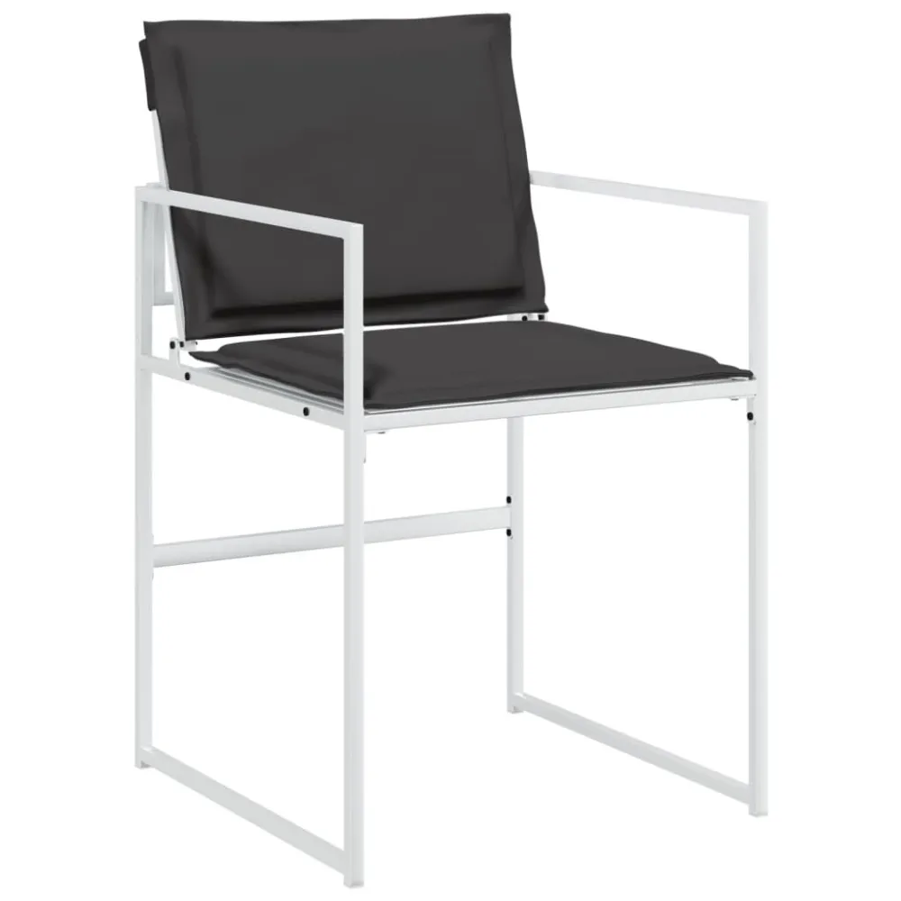 Set da Pranzo da Giardino 5 pz con Cuscini Bianco Textilene con Rivestimento Tessuto