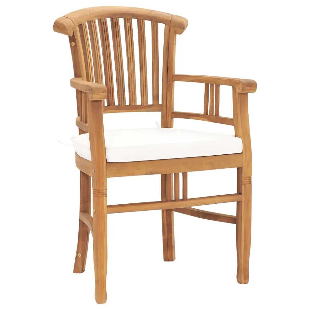Set da Pranzo da Giardino 3 pz con Cuscini Legno di Teak con Cuscino Estraibile