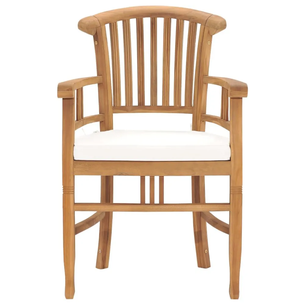 Set da Pranzo da Giardino 3 pz con Cuscini Legno di Teak con Cuscino Estraibile