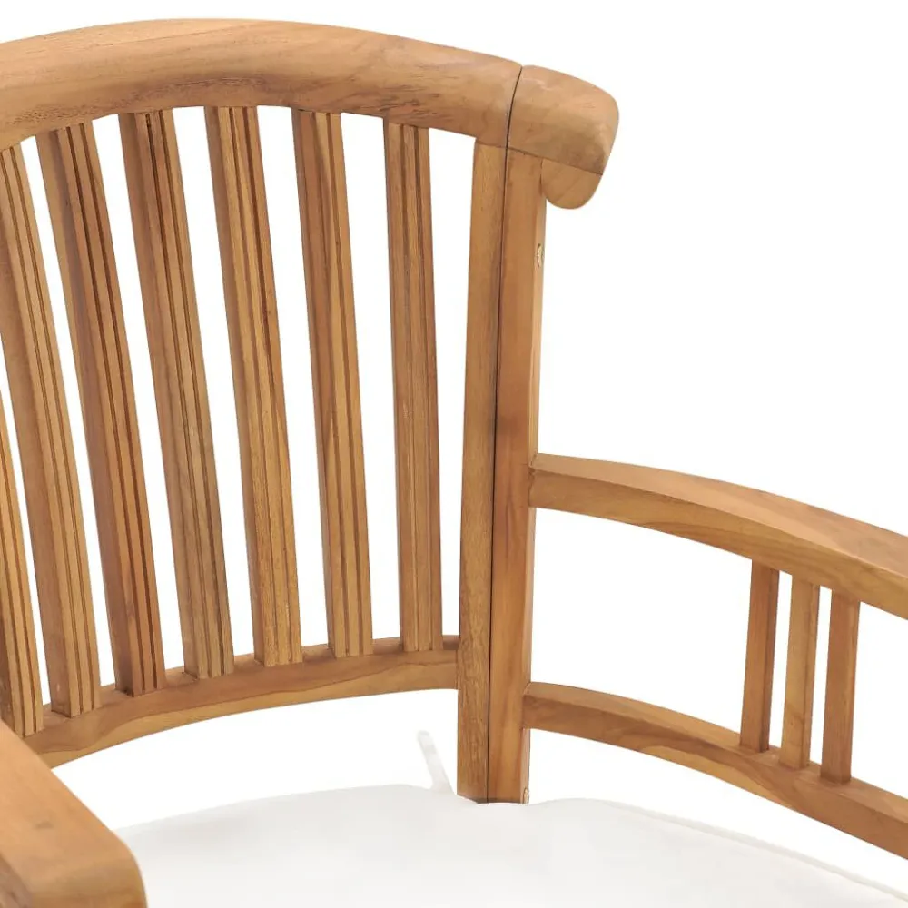 Set da Pranzo da Giardino 3 pz con Cuscini Legno di Teak con Cuscino Estraibile