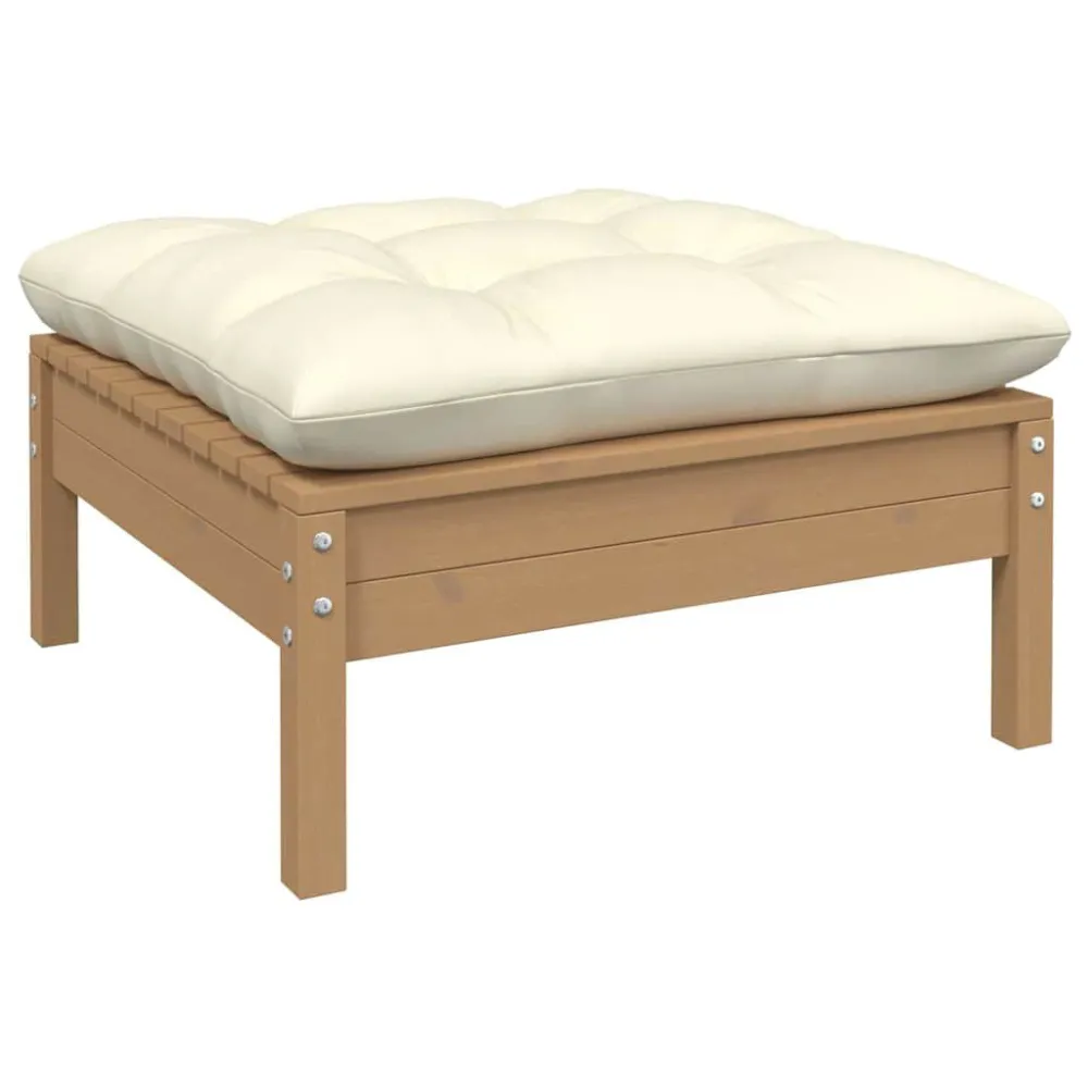 Set Salotto Giardino 10pz con Cuscini Marrone Ambra Legno Pino con Struttura Acciaio