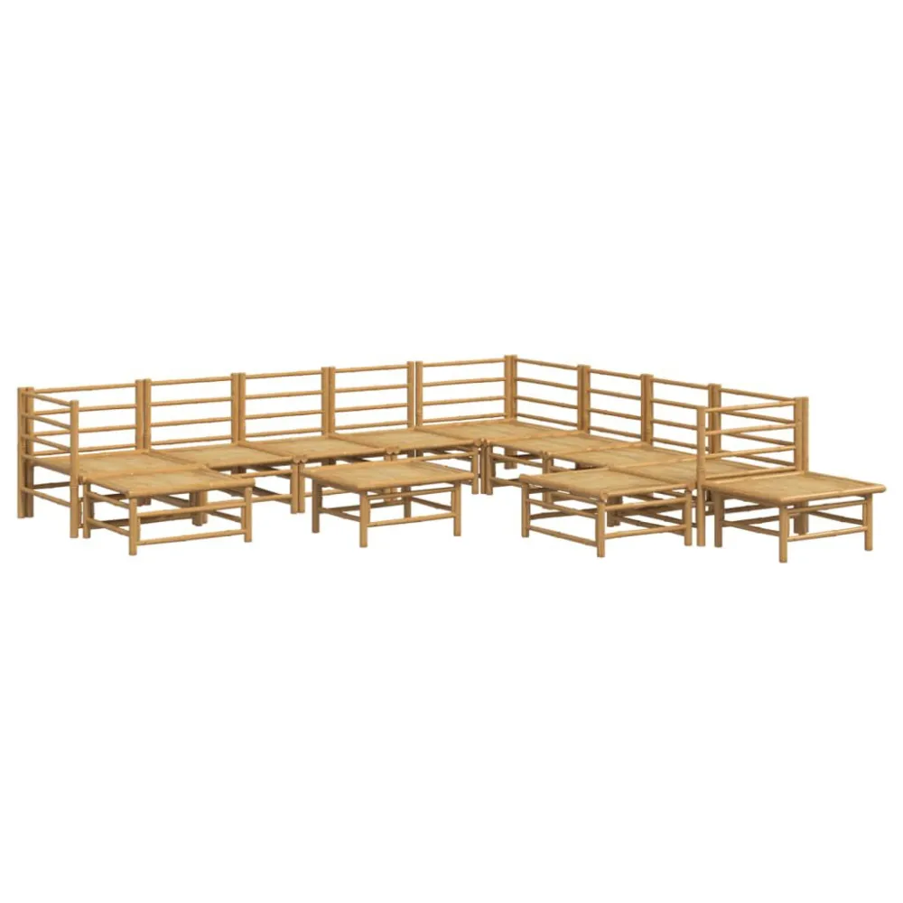 Set Salotto da Giardino 12pz con Cuscini Grigio Trasparente Bambù