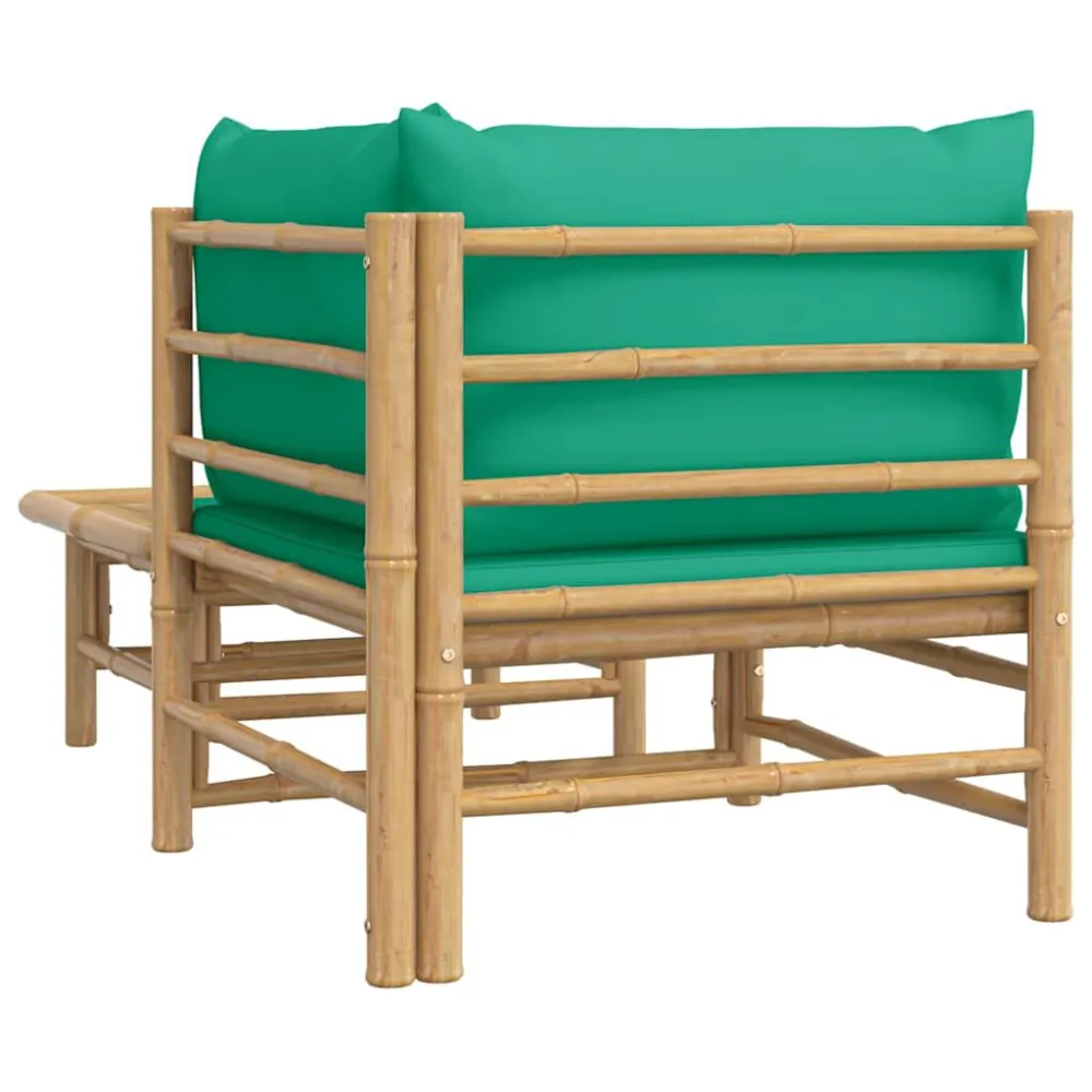 Set Salotto da Giardino 2pz con Cuscini Verdi Bambù con Cuscino Estraibile