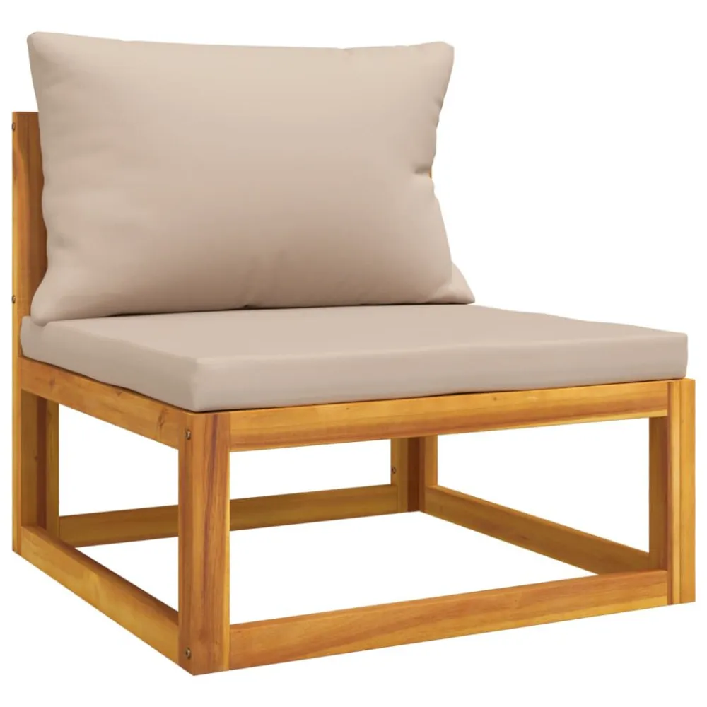 Set Salotto da Giardino 4pz con Cuscini Tortora Legno Massello per Giardino e Spiaggia